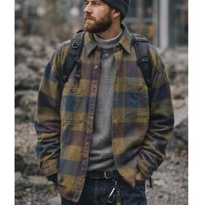 Vintage GAP Men's Wool Plaid Button Down Long Sleeve Front Pockets Size XL